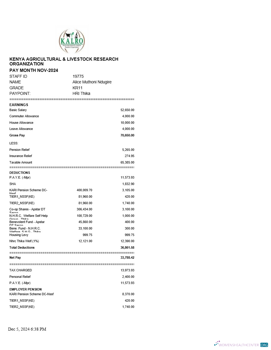 Kenya Agricultural and Livestock Research Organization payslip template in Word and PDF formats.pdf, 1